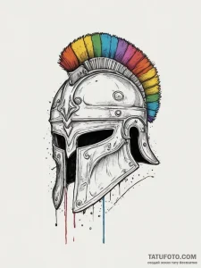 A roman centurion helmet with battle damage,... - эскиз тату (№1754693007_0, 08.08.2025 22:43) — Tatufoto.com