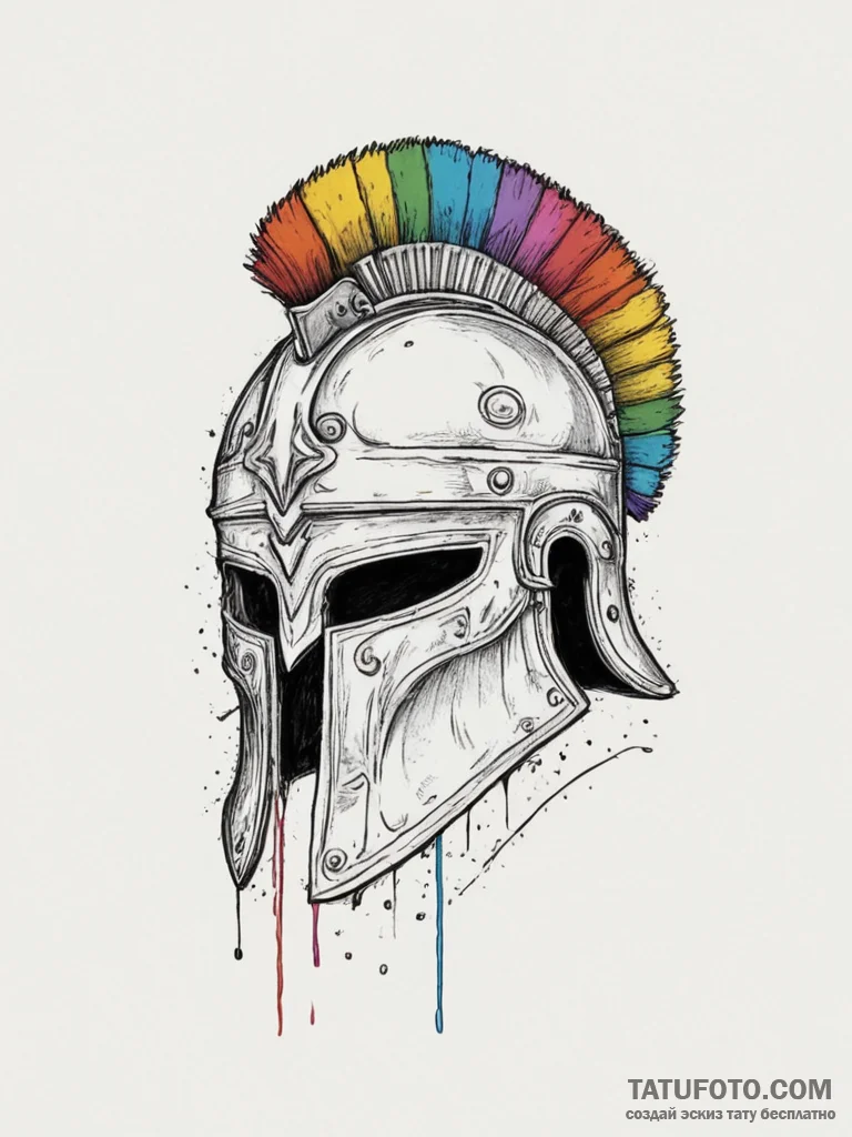 A roman centurion helmet with battle damage,... - эскиз тату (№1754693007_0, 08.08.2025 22:43) — Tatufoto.com
