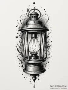 Tattoo sketch a stylized lantern illuminating... - эскиз тату (№1754693205_0, 08.08.2025 22:46) — Tatufoto.com