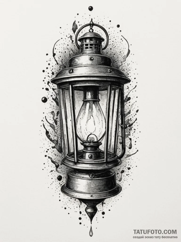 Tattoo sketch a stylized lantern illuminating... - эскиз тату (№1754693205_0, 08.08.2025 22:46) — Tatufoto.com