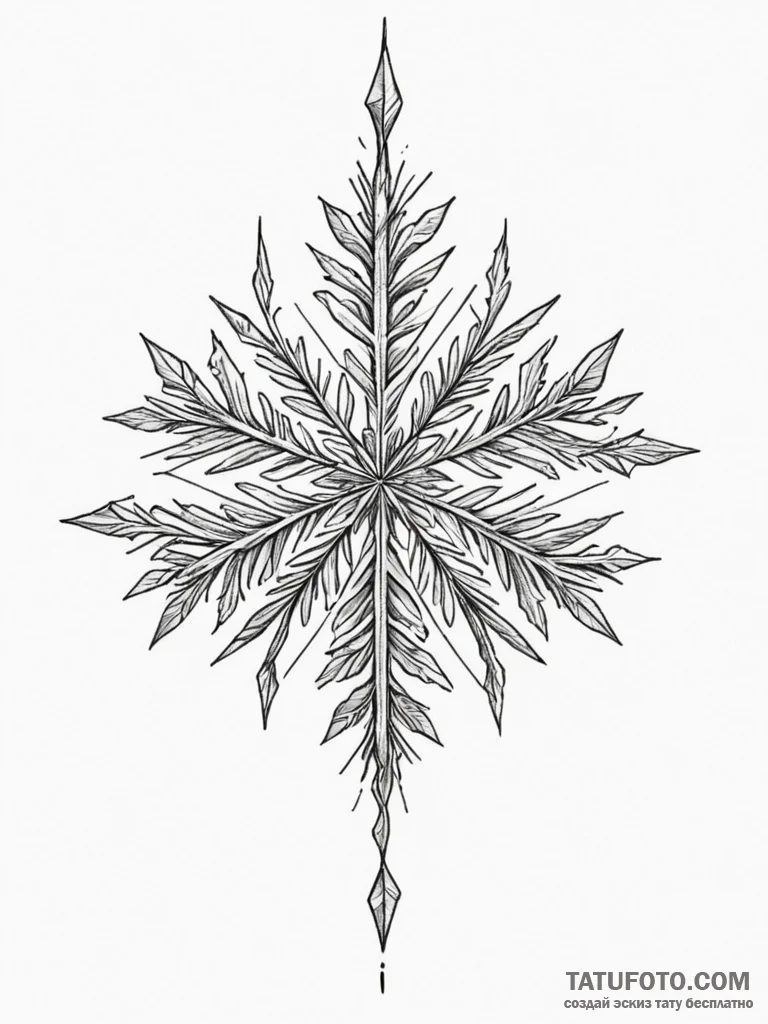 Snowflake, concept art for tattoo, black and... - эскиз тату (№1754693607_0, 08.08.2025 22:53) — Tatufoto.com