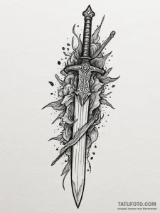 Tattoo design a medieval longsword plunged in... - эскиз тату (№1754693801_0, 08.08.2025 22:56) — Tatufoto.com