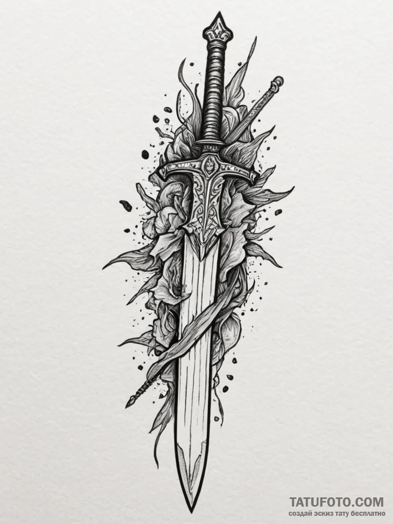 Tattoo design a medieval longsword plunged in... - эскиз тату (№1754693801_0, 08.08.2025 22:56) — Tatufoto.com