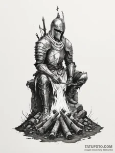 A "bonfire" from dark souls - эскиз тату (№1754693998_0, 08.08.2025 22:59) — Tatufoto.com
