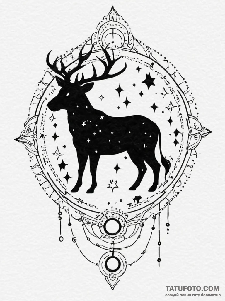 Tattoo sketch a zodiac animal's silhouette fi... - эскиз тату (№1754694388_0, 08.08.2025 23:06) — Tatufoto.com