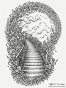 Stairway to the clouds, artistic tattoo sketc... - эскиз тату (№1754695769_0, 08.08.2025 23:29) — Tatufoto.com