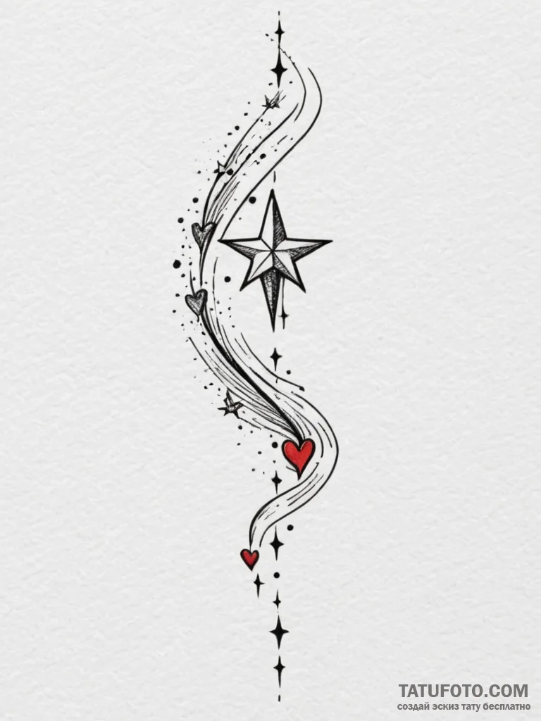Tattoo sketch a shooting star leaving a trail... - эскиз тату (№1754696361_0, 08.08.2025 23:39) — Tatufoto.com
