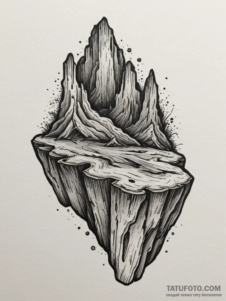 Petrified wood, ink illustration for tattoo,... - эскиз тату (№1754696761_0, 08.08.2025 23:46) — Tatufoto.com