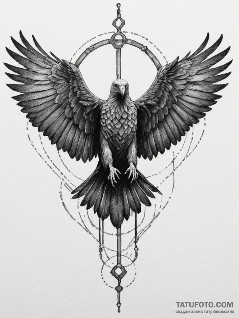 Vulture, concept art for tattoo, detailed cro... - эскиз тату (№1754696962_0, 08.08.2025 23:49) — Tatufoto.com