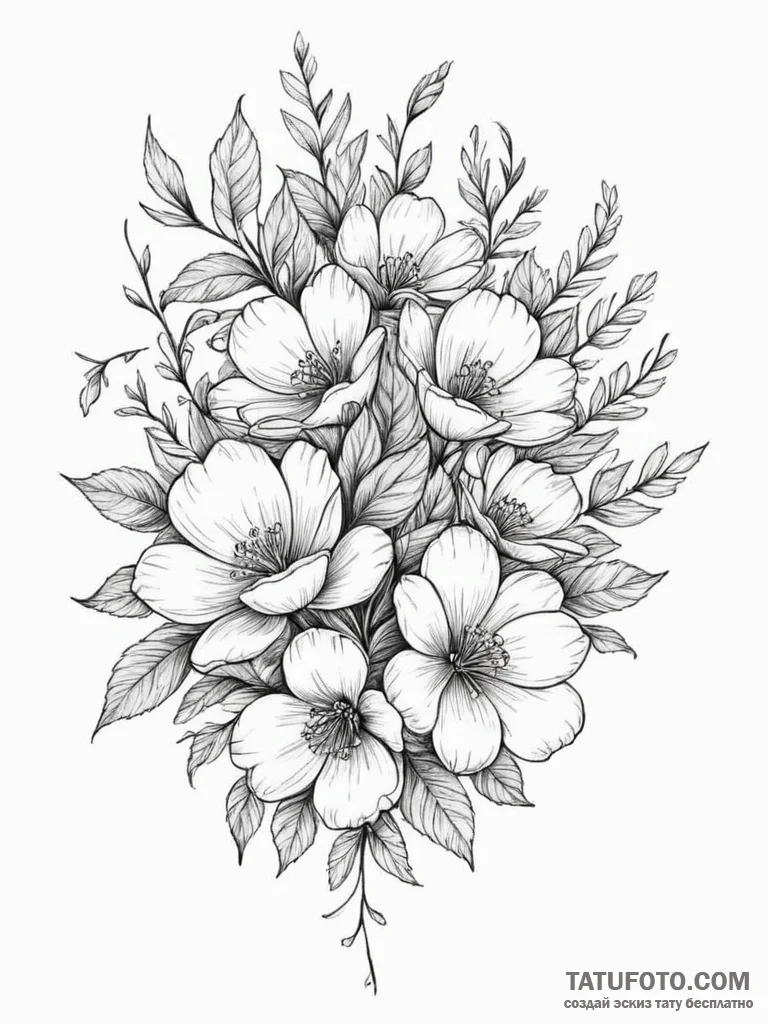 цветы - эскиз тату (№1754724126_0, 09.08.2025 07:22) — Tatufoto.com
