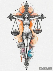 Tattoo sketch libra's scales, perfectly balan... - эскиз тату (№1754733364_0, 09.08.2025 09:56) — Tatufoto.com
