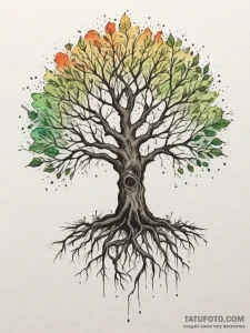 Tattoo sketch a tree with roots wrapping arou... - эскиз тату (№1754733561_0, 09.08.2025 09:59) — Tatufoto.com