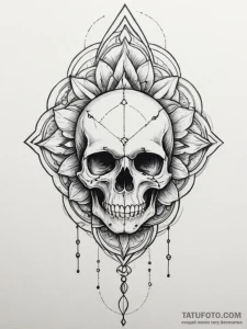 Skull, tattoo sketch design, on a clean white... - эскиз тату (№1754738872_0, 09.08.2025 11:27) — Tatufoto.com