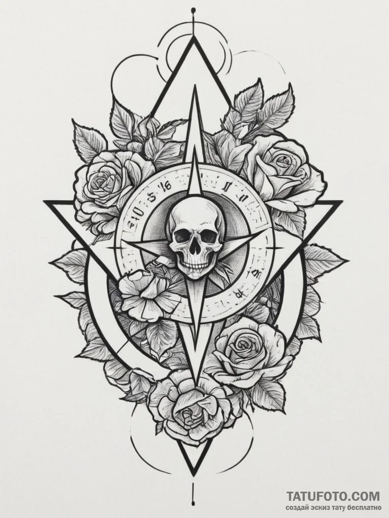 A sundial, tattoo flash sheet design, black a... - эскиз тату (№1754739275_0, 09.08.2025 11:34) — Tatufoto.com