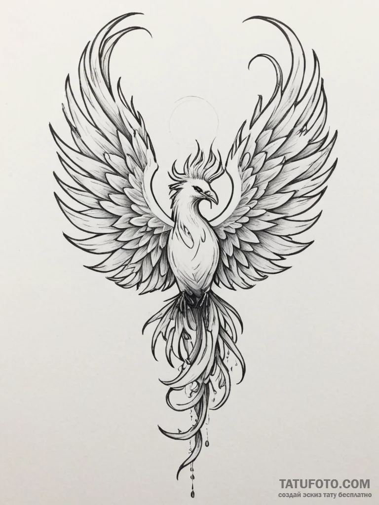 Tattoo design 'respawn' with a subtle phoenix... - эскиз тату (№1754740686_0, 09.08.2025 11:58) — Tatufoto.com