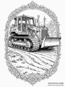 A bulldozer at a construction site., concept... - эскиз тату (№1754740882_0, 09.08.2025 12:01) — Tatufoto.com