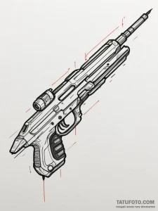 Tattoo design a glowing plasma rifle with sle... - эскиз тату (№1754741477_0, 09.08.2025 12:11) — Tatufoto.com