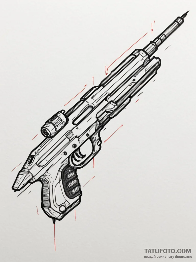 Tattoo design a glowing plasma rifle with sle... - эскиз тату (№1754741477_0, 09.08.2025 12:11) — Tatufoto.com