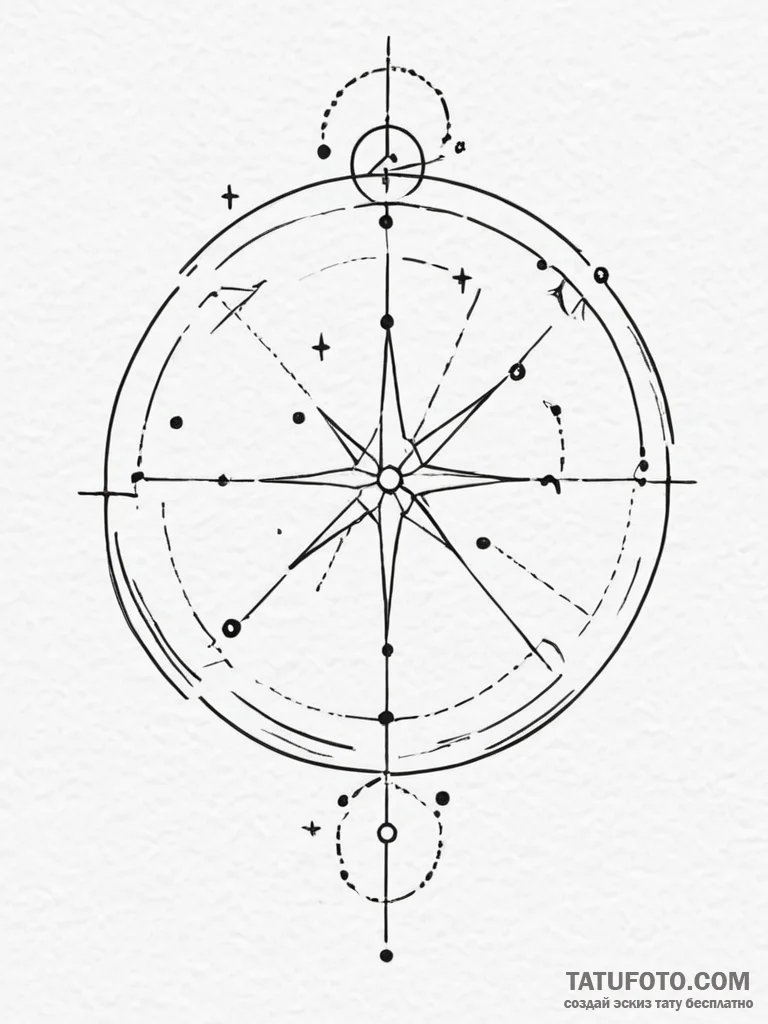Tattoo sketch a zodiac constellation outlined... - эскиз тату (№1754741692_0, 09.08.2025 12:14) — Tatufoto.com
