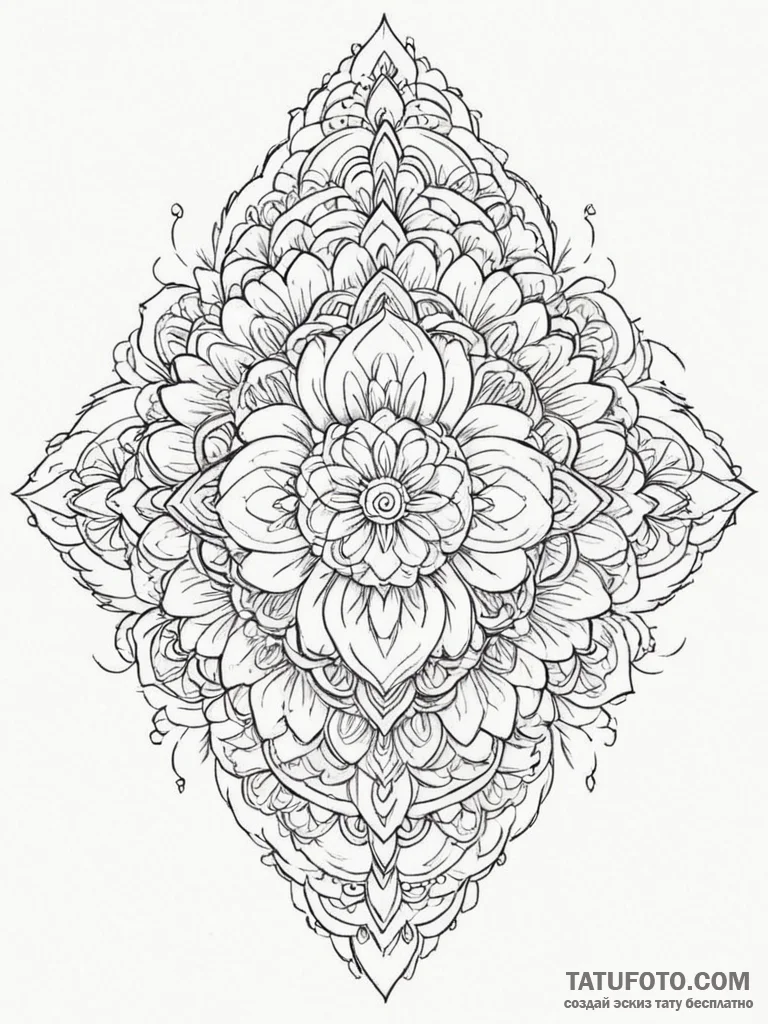 Tattoo design: a geometrical mandala incorpor... - эскиз тату (№1754742285_0, 09.08.2025 12:24) — Tatufoto.com