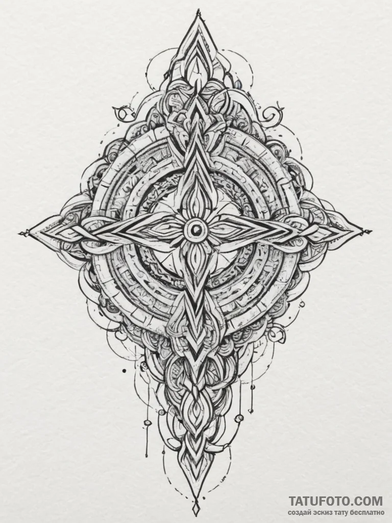 132. tattoo design: a "klad" rune with intric... - эскиз тату (№1754743909_0, 09.08.2025 12:51) — Tatufoto.com