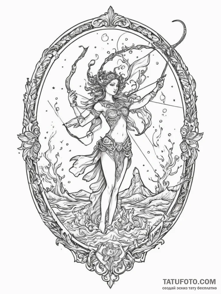 Tattoo sketch a sagittarius archer with the "... - эскиз тату (№1754744106_0, 09.08.2025 12:55) — Tatufoto.com