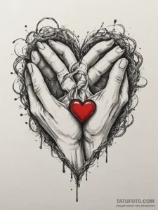 Tattoo design a heart made of intertwined fin... - эскиз тату (№1754744310_0, 09.08.2025 12:58) — Tatufoto.com