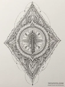 Tattoo design a key, intricate and strong, re... - эскиз тату (№1754744508_0, 09.08.2025 13:01) — Tatufoto.com