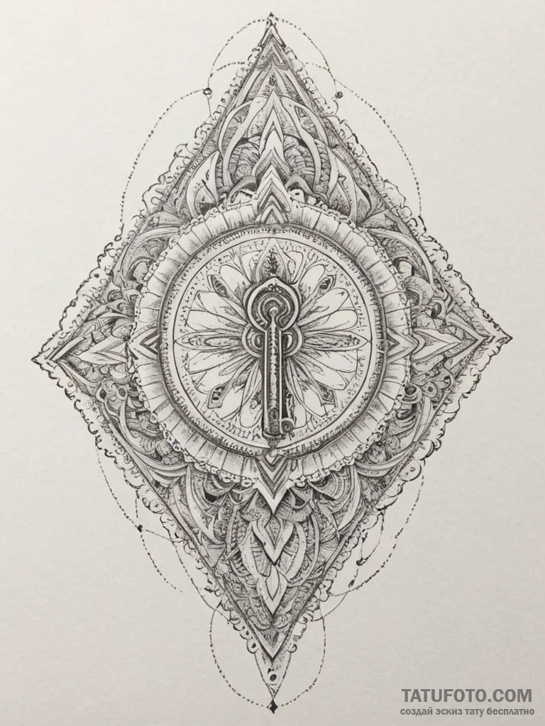 Tattoo design a key, intricate and strong, re... - эскиз тату (№1754744508_0, 09.08.2025 13:01) — Tatufoto.com