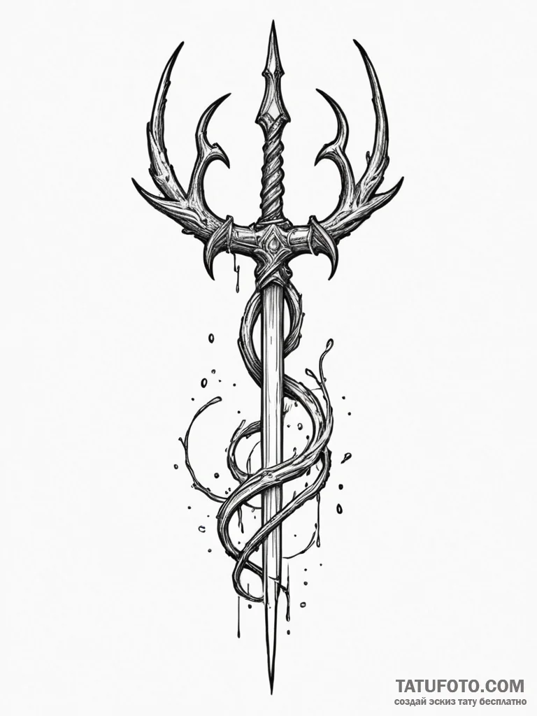 Tattoo sketch: a stylized depiction of veles'... - эскиз тату (№1754744707_0, 09.08.2025 13:05) — Tatufoto.com