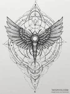 Icarus with mechanical wings, ink illustratio... - эскиз тату (№1754745516_0, 09.08.2025 13:18) — Tatufoto.com