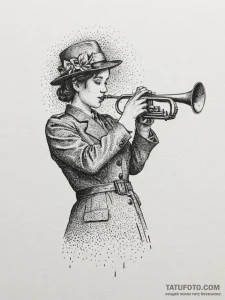 Tattoo design a lone bugle playing taps in a... - эскиз тату (№1754746493_0, 09.08.2025 13:34) — Tatufoto.com