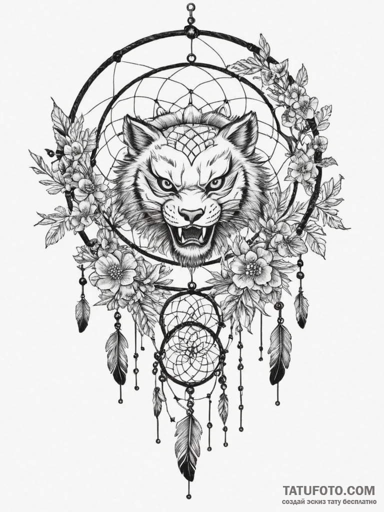Tattoo design: a dreamcatcher design with a l… — эскиз тату (№1754752907_0, 09.08.2025 15:21) — Tatufoto.com