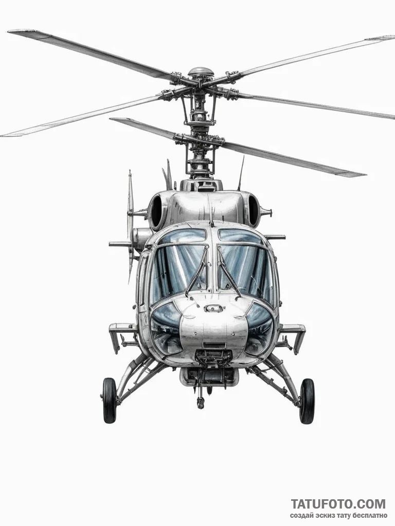 A detailed shot of a helicopter’s rotor blade… — эскиз тату (№1754753109_0, 09.08.2025 15:25) — Tatufoto.com
