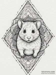 Hamster, ink illustration for tattoo, dotwork... - эскиз тату (№1754753306_0, 09.08.2025 15:28) — Tatufoto.com