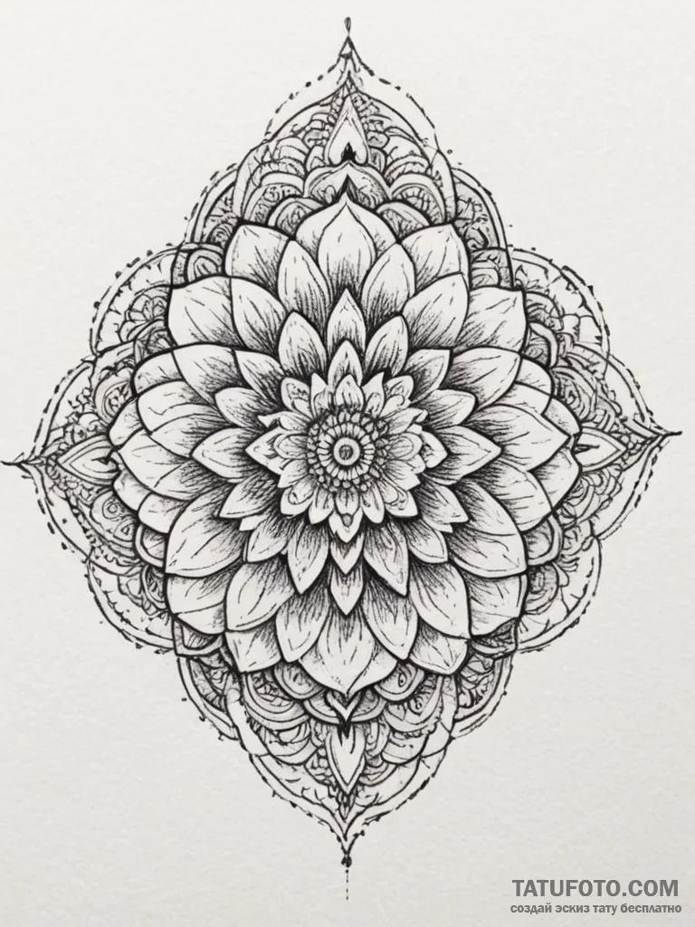 Tattoo design a silhouette of a flower, with… — эскиз тату (№1754753702_0, 09.08.2025 15:35) — Tatufoto.com