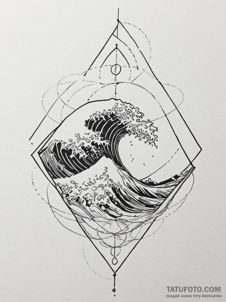 Tattoo sketch a subtle «wave» of emotion movi… — эскиз тату (№1754754496_0, 09.08.2025 15:48) — Tatufoto.com