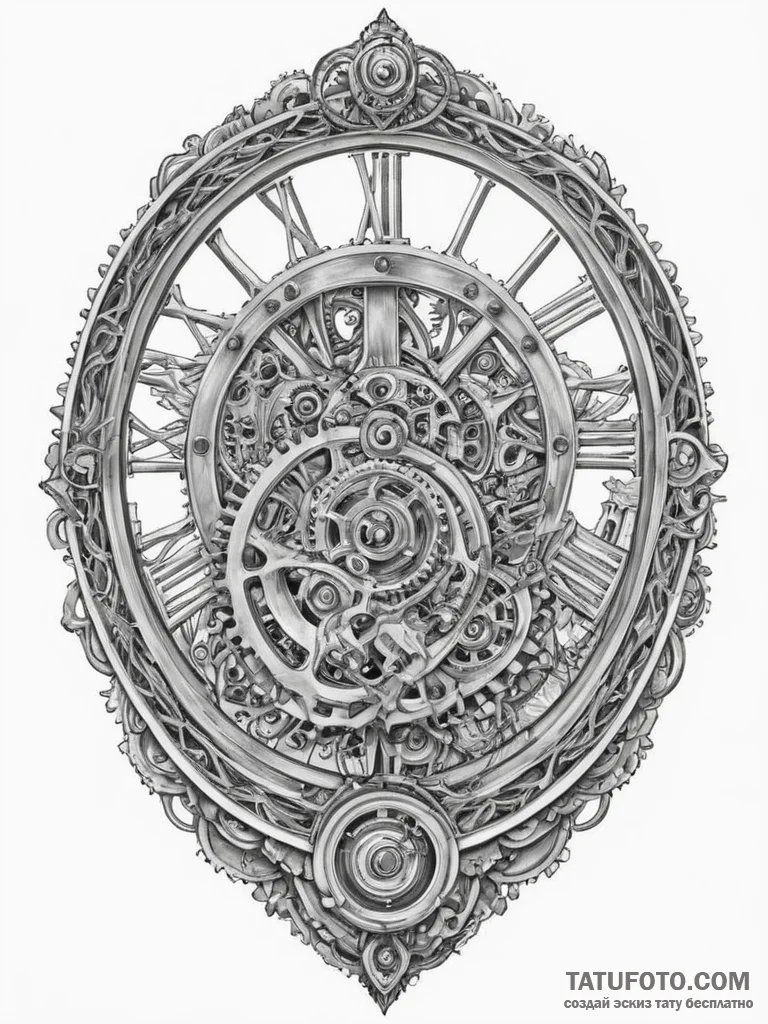 The inside of a clock tower, showing the mass… — эскиз тату (№1754754891_0, 09.08.2025 15:54) — Tatufoto.com