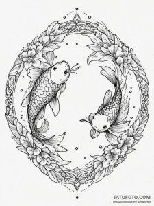Tattoo design a pair of koi fish swimming in... - эскиз тату (№1754755493_0, 09.08.2025 16:04) — Tatufoto.com
