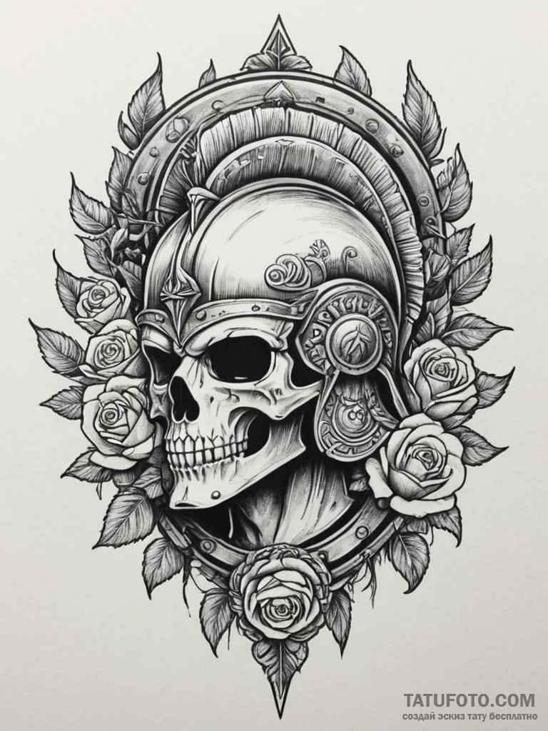 Tattoo design a roman centurion's helmet, sym... - эскиз тату (№1754756093_0, 09.08.2025 16:14) — Tatufoto.com