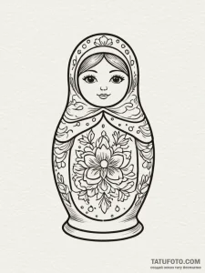Matryoshka doll, tattoo sketch design, sepia... - эскиз тату (№1754756884_0, 09.08.2025 16:28) — Tatufoto.com