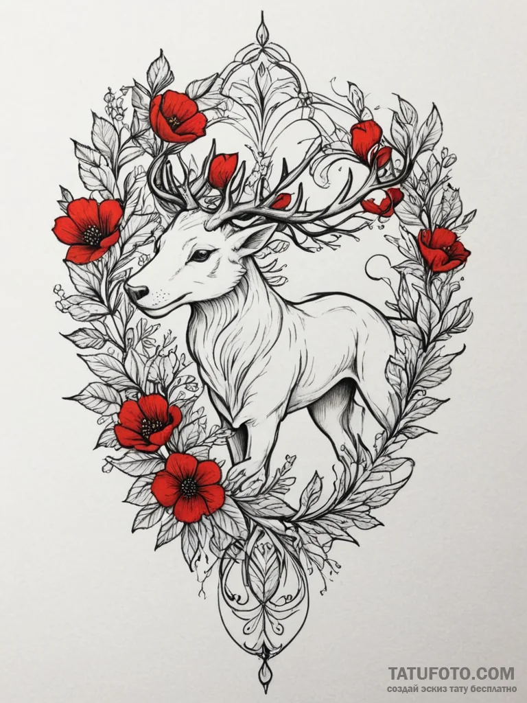 Tattoo design a floral arrangement forming th... - эскиз тату (№1754757082_0, 09.08.2025 16:31) — Tatufoto.com