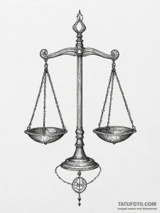 Tattoo sketch libra's scales formed by the ba... - эскиз тату (№1754759695_0, 09.08.2025 17:14) — Tatufoto.com