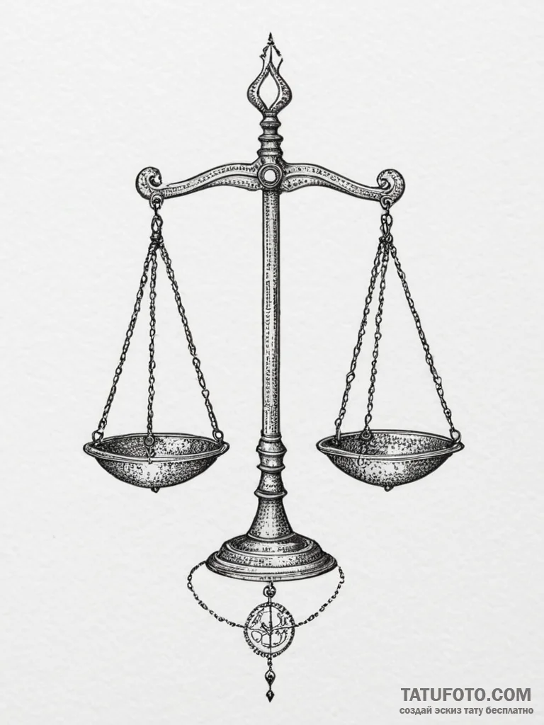 Tattoo sketch libra's scales formed by the ba... - эскиз тату (№1754759695_0, 09.08.2025 17:14) — Tatufoto.com