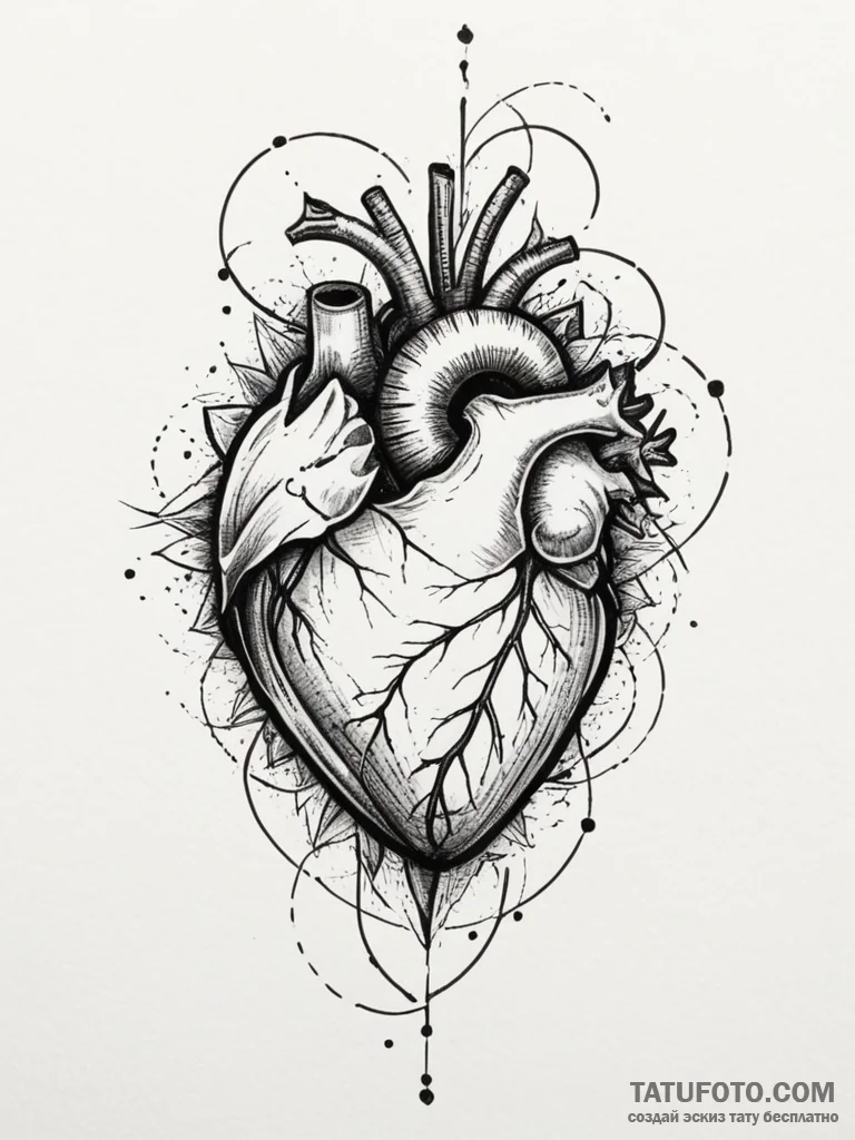 Tattoo design a geometric heart with a single... - эскиз тату (№1754760687_0, 09.08.2025 17:31) — Tatufoto.com