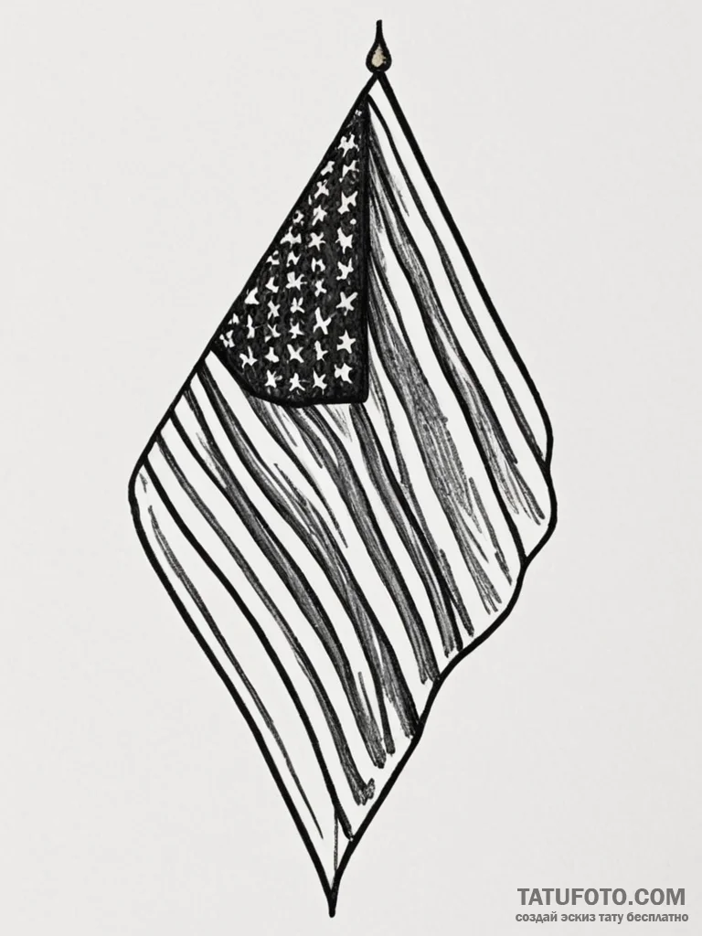 Flag, tattoo flash sheet design, black outlin... - эскиз тату (№1754760886_0, 09.08.2025 17:34) — Tatufoto.com