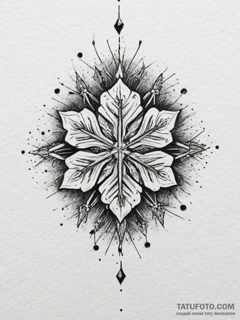 Snowflake, concept art for tattoo, rough sket... - эскиз тату (№1754761892_0, 09.08.2025 17:51) — Tatufoto.com