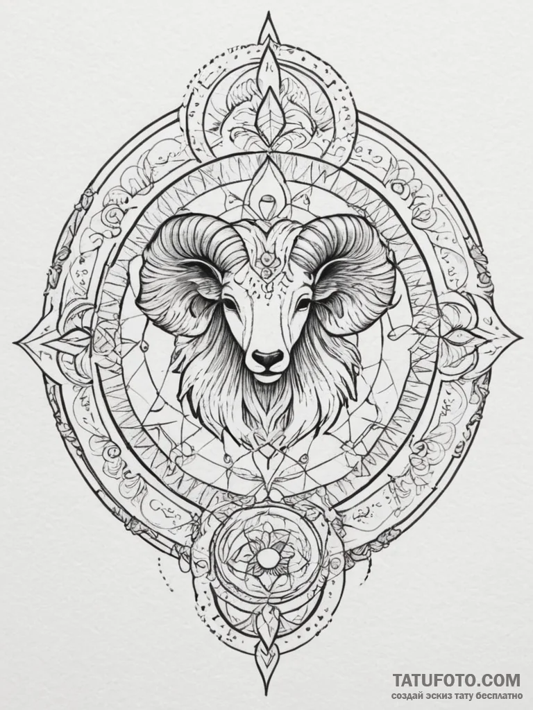 Tattoo sketch a zodiac glyph made of a specif... - эскиз тату (№1754763705_0, 09.08.2025 18:21) — Tatufoto.com