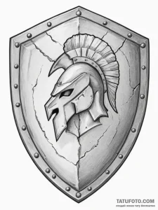 Tattoo sketch a spartan shield with subtle cr... - эскиз тату (№1754763904_0, 09.08.2025 18:25) — Tatufoto.com