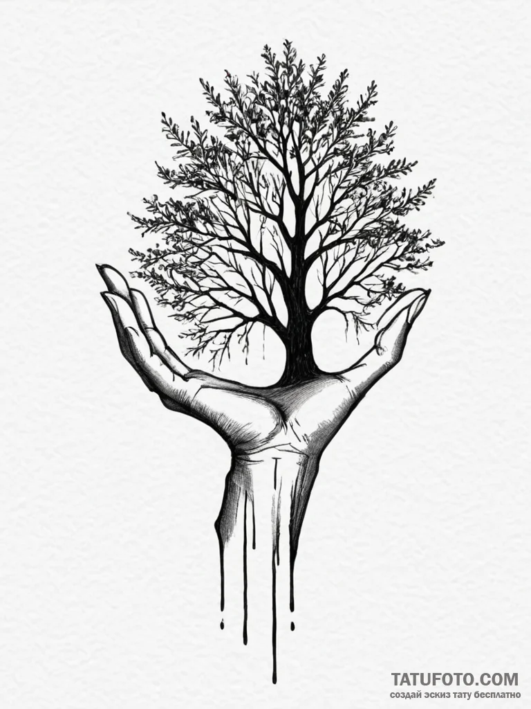 A human silhouette filled with a forest, ink... - эскиз тату (№1754764308_0, 09.08.2025 18:31) — Tatufoto.com